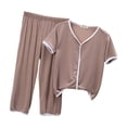 thumbnail image 1 of Ensembles de Pyjama pour Filles Manches Courtes Chemise Unie Pantalon Tenue Décontractée d'Été 11-12T, 1 of 3