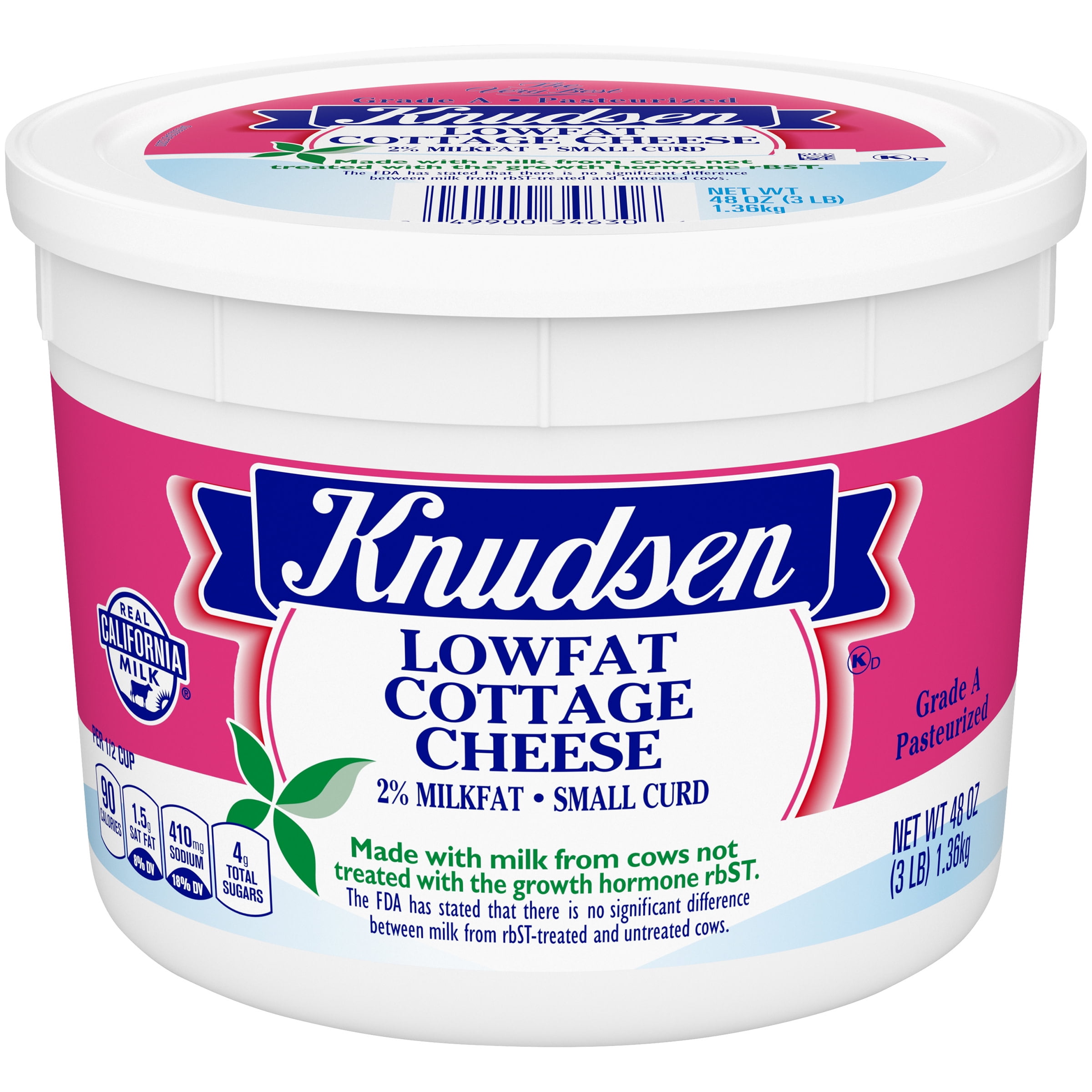 Knudsen Lowfat Small Curd Cottage Cheese with 2 Milkfat, 48 oz Tub