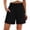 *Black, variant on ClodeEU Women's Linen Shirred Elastic Waist 3" Shorts with Pockets,Solid Color Casual Summer Bottoms Black,Womens Plus XL