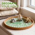 thumbnail image 5 of Round Rattan Serving Tray with Mother of Pearl Inlay, Natural Wicker Decorative Tray, 12Inch Table Decor & Food Display Tray, 5 of 8