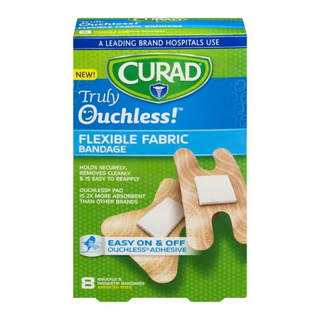 Curad(r) Truly Ouchless!(tm) Knuckle & Fingertip Flexible Fabric Bandages, 8 count