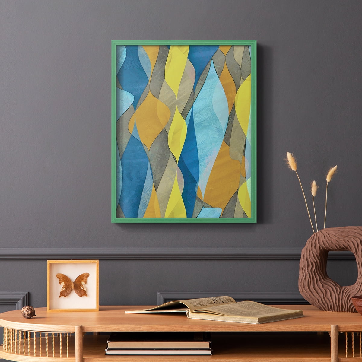 Colorful Cascade I Framed Print in Green Solid Wood Framed Print No Nail Hanging