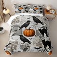 thumbnail image 2 of Homewish Halloween Crow Skull Bed Spread Queen, Black Cat Owl Queen Coverlet Set, Gray Black Orange, 3-Piece 1 Bedspread and 2 Pillowcases, 2 of 7