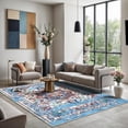 thumbnail image 5 of GLN Rugs Narli - Indoor, Machine Washable Area Rug 6'6"x9'6" Turkish Blue Home Carpet, 5 of 8