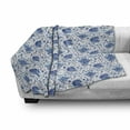 thumbnail image 2 of Oriental Soft Flannel Fleece Throw Blanket, Print of Middle Eastern Style Inspired Curved Flower Branches Ceramic Art Like, Cozy Plush for Indoor and Outdoor Use, 60" x 80", Blue Indigo, by Ambesonne, 2 of 5