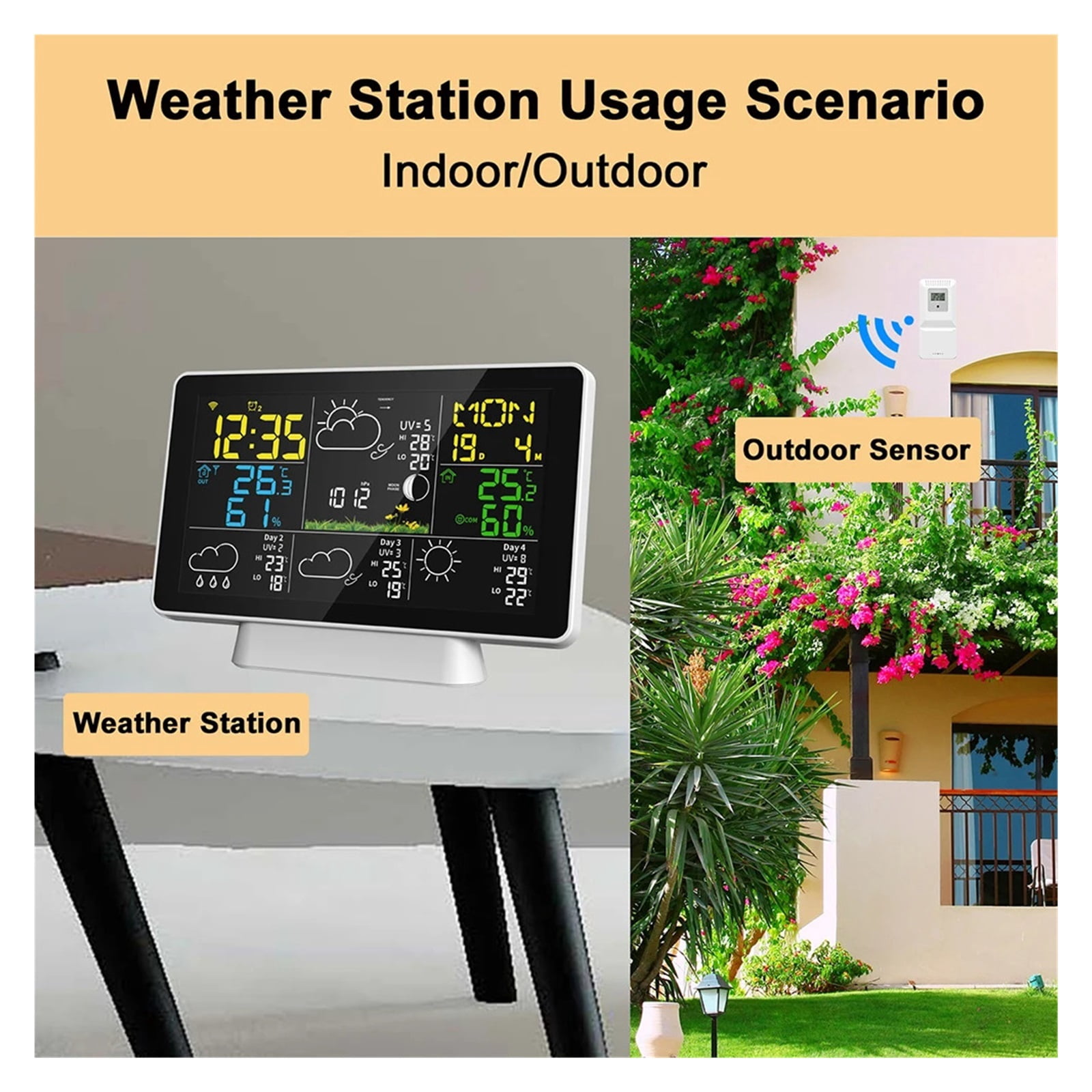 Weather Station Temperature Humidity Meter Atmospheric Pressure Time Auto Calibration ,Real-Time