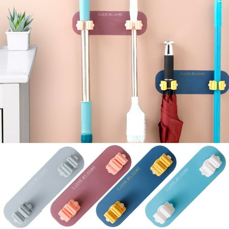 

Cheers.US 2 Pcs Mop Hook Punch-free Moisture-proof ABS Mops Brooms Wall Hook for Kitchen