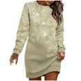 thumbnail image 2 of BLTIBY Christmas Sweatshirt Dress for Women Xmas Print Winter Fall Round Neck Soft Fashion Casual Long Sleeve Pullover Dresses Outfits 2024 Trendy Yellow 2 XL, 2 of 3