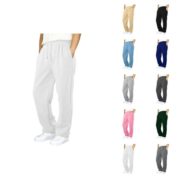 Solid Color Sweatpants Boy's Girls Baggy Sweatpants Straight Leg Open Bottom Casual Pants Elastic Waist Athletic Joggers Sweat Pants With Pockets Summer Clothes