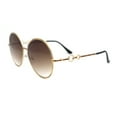 thumbnail image 3 of Womens Oversize Round Inlay Tortoise Metal Rim Fashion Sunglasses Gold - Brown, 3 of 4