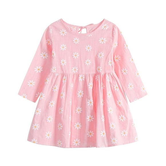 Odeerbi Niñas Manga Larga Floral Vestido Algodón Princesa Infantil Primavera A-Line Dress
