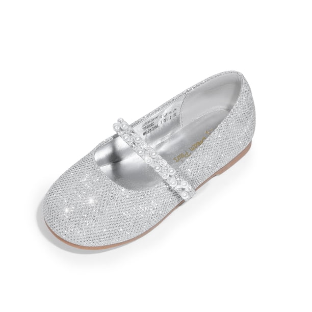 Zapatos Mary Jane para Niñas Pequeñas DREAM PAIRS con Correa de Perlas Plata