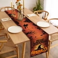 thumbnail image 3 of Burnt Orange Halloween Table Runner - 72 Inch Long, Kitchen Dining Table Runner Dresser Scarves, Spooky Pumpkins Horror Plaid Farmhouse Decor for Coffee Tables Wedding Party Banquet, 3 of 8