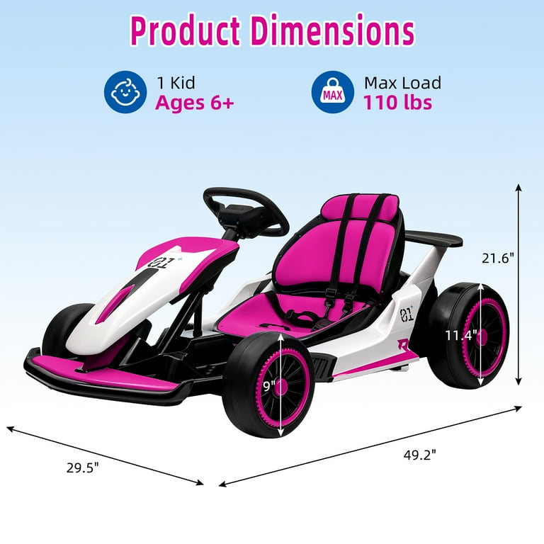 Shininglove Kids Go Kart 24V, Electric Drift Kart with 2x150W