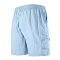 thumbnail image 4 of kamemir Running Shorts for Men Men's Cargo Shorts Elastic Waistband Drawstring Summer Casual Cotton Shorts Blue,M, 4 of 4