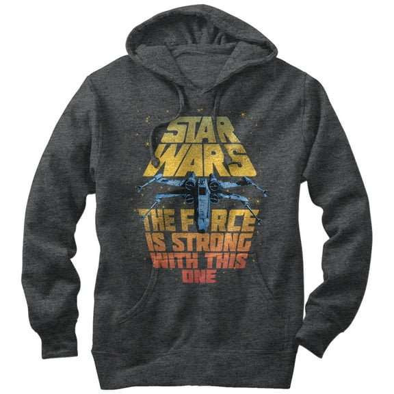 Men's Star Wars X-Wing Force is Strong With This One Pull Over Hoodie Charcoal Heather Large
