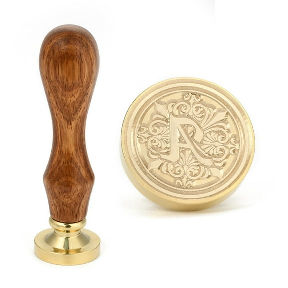 Brass Retro Initials Wax Sealing Stamp 26 Letters A-Z Wax Seal Stamp with Wooden Handle for Post Decoration DIY Card Making Letter.A 90x25.5mm