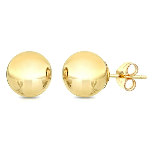 14K Yellow Gold Classic Ball Stud Earrings with Screwbacks