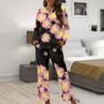 thumbnail image 6 of Kuiaobaty Pink Daisy Pattern Women's Pajamas Set Funny Rooster Pajamas Set Soft Long Sleeves Tops Button Down T-Shirts with Full Length Pants Casual Soft Home Sleepwear Nightgown White, Size L, 6 of 7