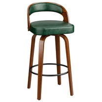 Hersunpl Swivel Bar Stools 26" Counter Height Barstools with Back & Arms, Faux Leather Upholstered Chairs with Bentwood Frame for Kitchen Island – Green
