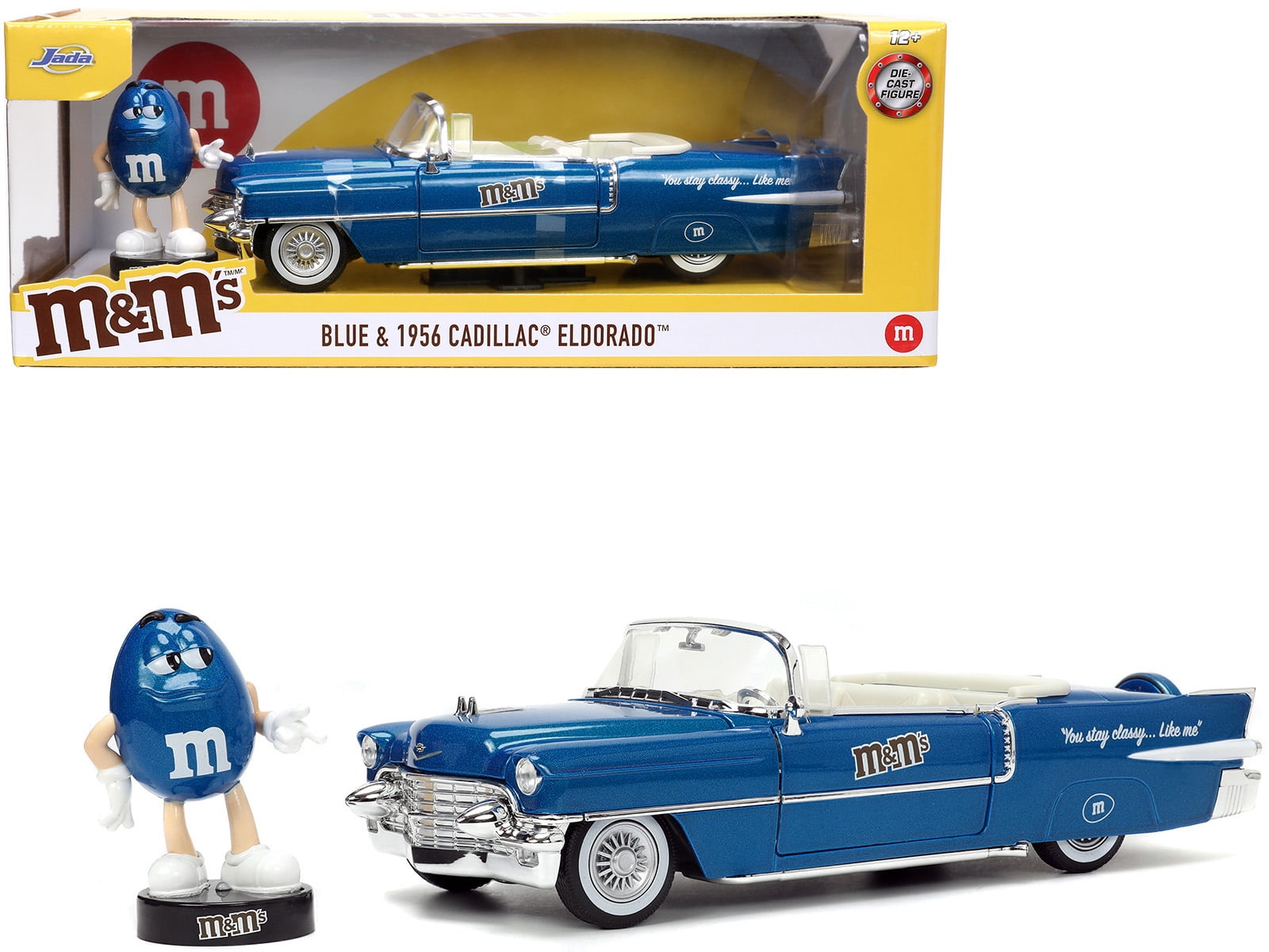 送料込み　1:24 M&M'S 1956 CADILLAC ELDORADO 1956 Cadillac Eldorado Convertible Blue Metallic with Cream