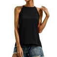 thumbnail image 3 of Xuanfei Women Halter Neck Solid Color Sleeveless High-Low Hem Tank Top, 3 of 7