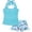 Turquoise with Blue Floral Print, variant on Girls Tankini Swimsuit 2 Piece Halterneck Bathing Suit Spaghetti Straps Swim Tankini Top with Boyshort Swimwear Size 9-16