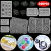 TSV 249PCS Silicone Resin Molds Kit, Silicone Casting Molds and Tools Set with Jewelry Resin Molds, Earring Hooks, Jump Rings, Head/Eye Pins for DIY Jewelry Craft Making, Earrings Pendant Making