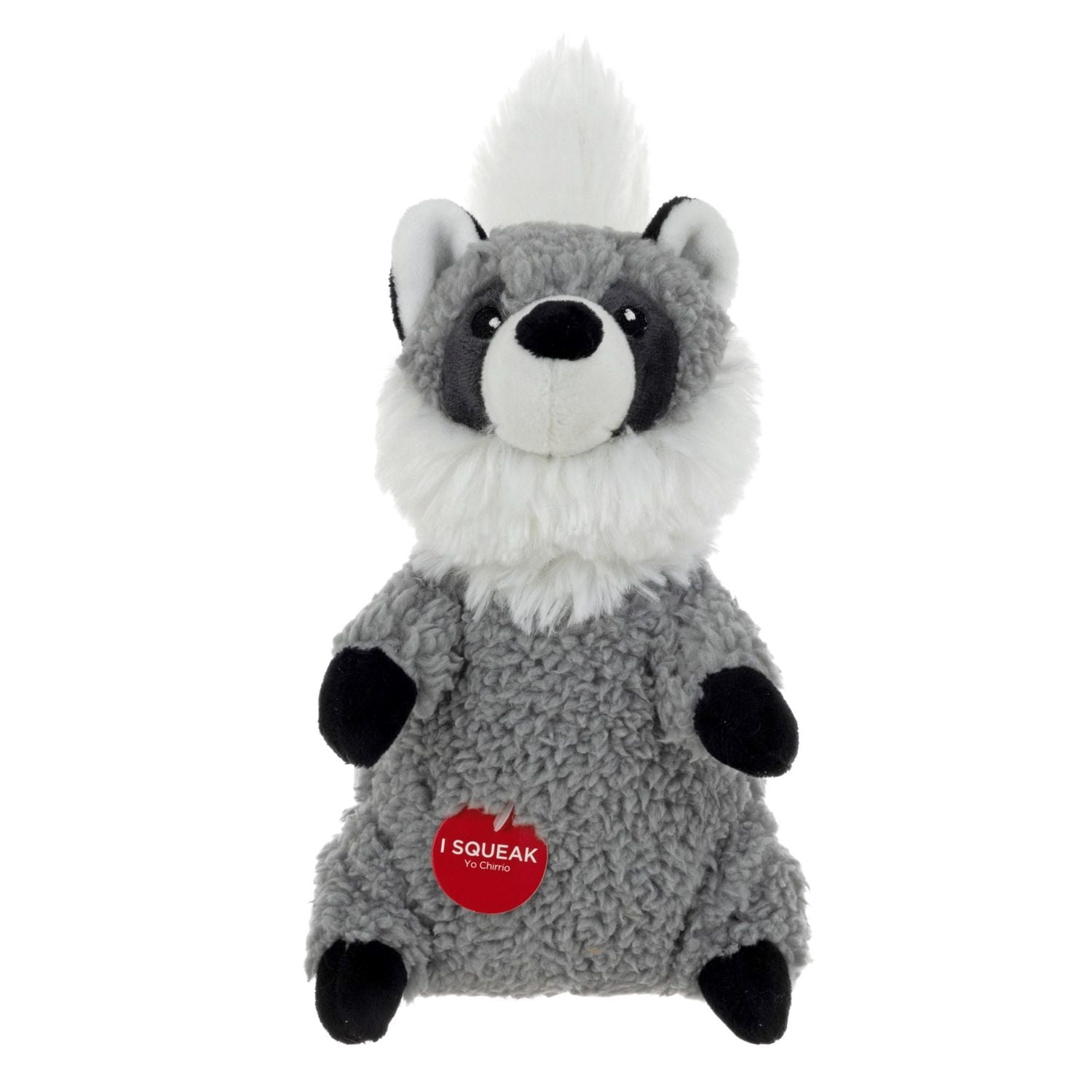 Only The Best For My Dog ®​ , 6.5 Inch Squeaky Plush Dog Toy, Grey Racoon