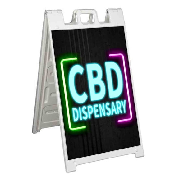 CBD Dispensary (24" X 36") Standard A-Frame Signicade, Includes Decal Applied To Stand