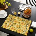 thumbnail image 3 of Boho Sunflower Placemats Set of 6, Durable Machine Washable Linen Table Mats with Heat Resistant Rustic Floral Patterns, Featuring Bees, Butterflies, and Yellow Blooms for Dining Table, 3 of 5