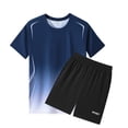 thumbnail image 3 of PIWHJQK Men Short Sleeve Shorts Athletic Tees Set Men's Colorblock Gradient Short Sleeve Shorts Casual Workout Set Men Outfit Sets, 3 of 6