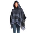 thumbnail image 1 of Poncho con capucha y estampado azteca bohemio para mujer con borlas, 1 of 5