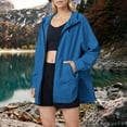 thumbnail image 7 of Husipze Women Rain Jackets Casual Zip Up Hooded Windbreaker Lightweight Portable Waterproof Raincoat Hiking Travel Jackets with Pockets Blue XL, 7 of 7