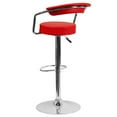 thumbnail image 4 of Flash Furniture Cruz Contemporary Red Vinyl Adjustable Height Barstool with Arms and Chrome Base, 4 of 6