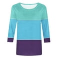 thumbnail image 6 of Eryao Deals Today3/4 Length Sleeve Womens Tops Three Quarter Color Block Shirts Casual Loose Round Neck Going Out Tees,Red,M, 6 of 6