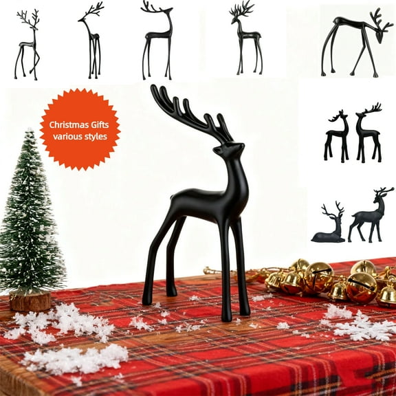 Moocorvic Reindeer Statues Christmas Tabletop Decorations Indoor, European-Style Modern Decorative Xmas Figurines for Living Room,Office,Desktop Home Decor 6.7''
