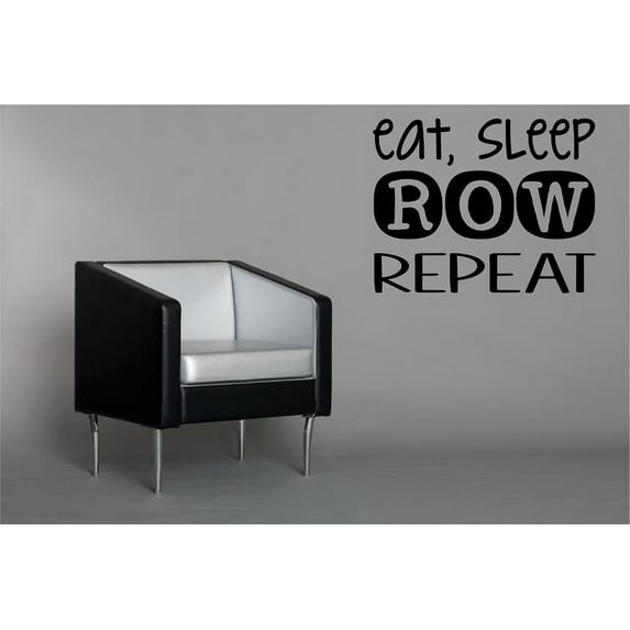 Rowing Vinyl Decal - Eat, Sleep, Row REPEAT - Sports Wall Decor - 20"x18"
