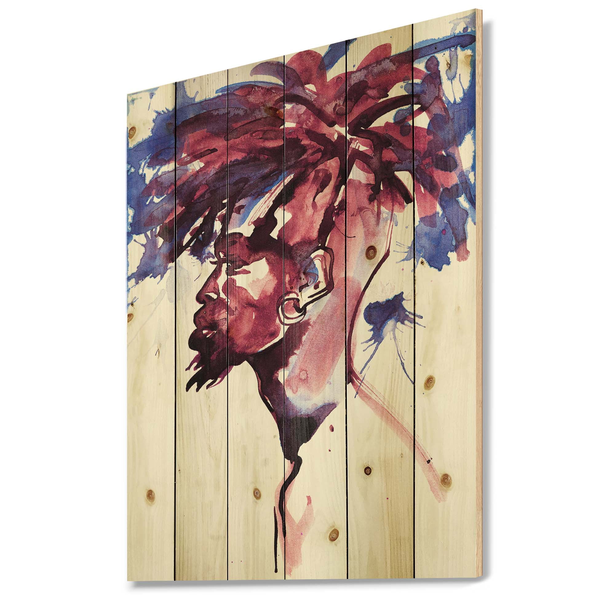 Designart 'Fashion Portrait of Handsome African Man' Modern Print on Natural Pine Wood