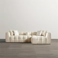 thumbnail image 3 of Phoenix Mid Century Living Room Puffy Sectional Fabric Sofa in Ivory Boucle, 3 of 6