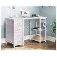 thumbnail image 4 of 40 Inch Computer Desk with Drawers, Small Home Office Desk with Storage Shelves, Modern PC Desk for Small Spaces, White Writing Desk, 4 of 7