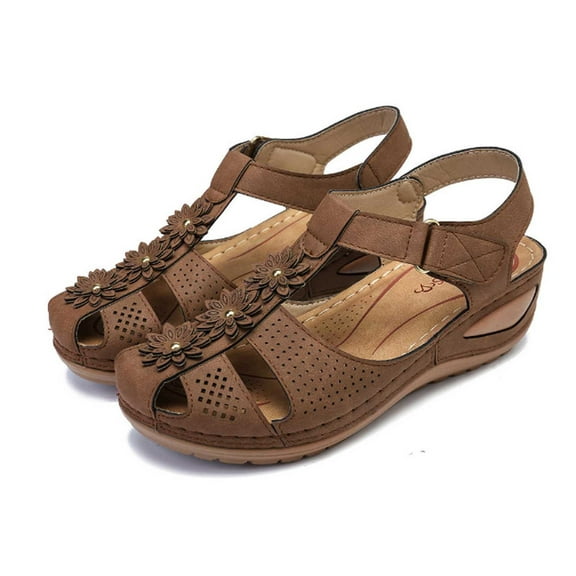 Jsaierl Womens Orthopedic Sandals Casual Summer Close Toe Sandals Comfy Hollow Out Sandals Arch Support Walking Beach Sandal Size 7.5