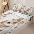 thumbnail image 3 of Homewish Cute Bunny Animal Kids Zipper Full Size Comforter Sets with Fitted Sheet and 2 Pillowcases,Cute Blossom Flowers Pink Floral Zipper Bedding Set For Girls,Happy Easter Theme,Reversible,4-Piece, 3 of 7