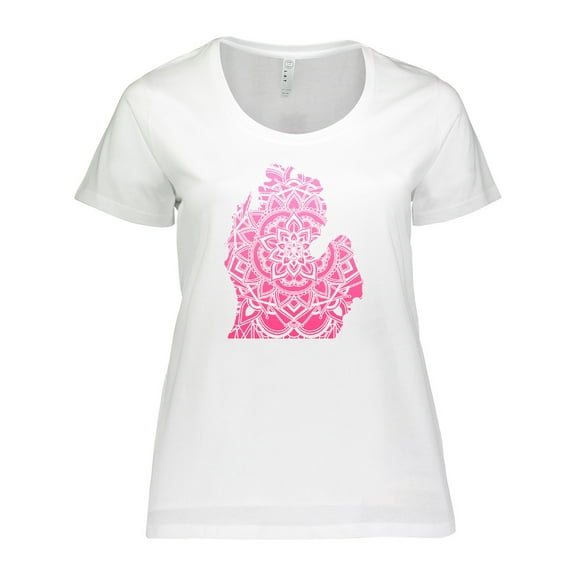 Inktastic Michigan Silhouette Mandala Women's Plus Size T-Shirt