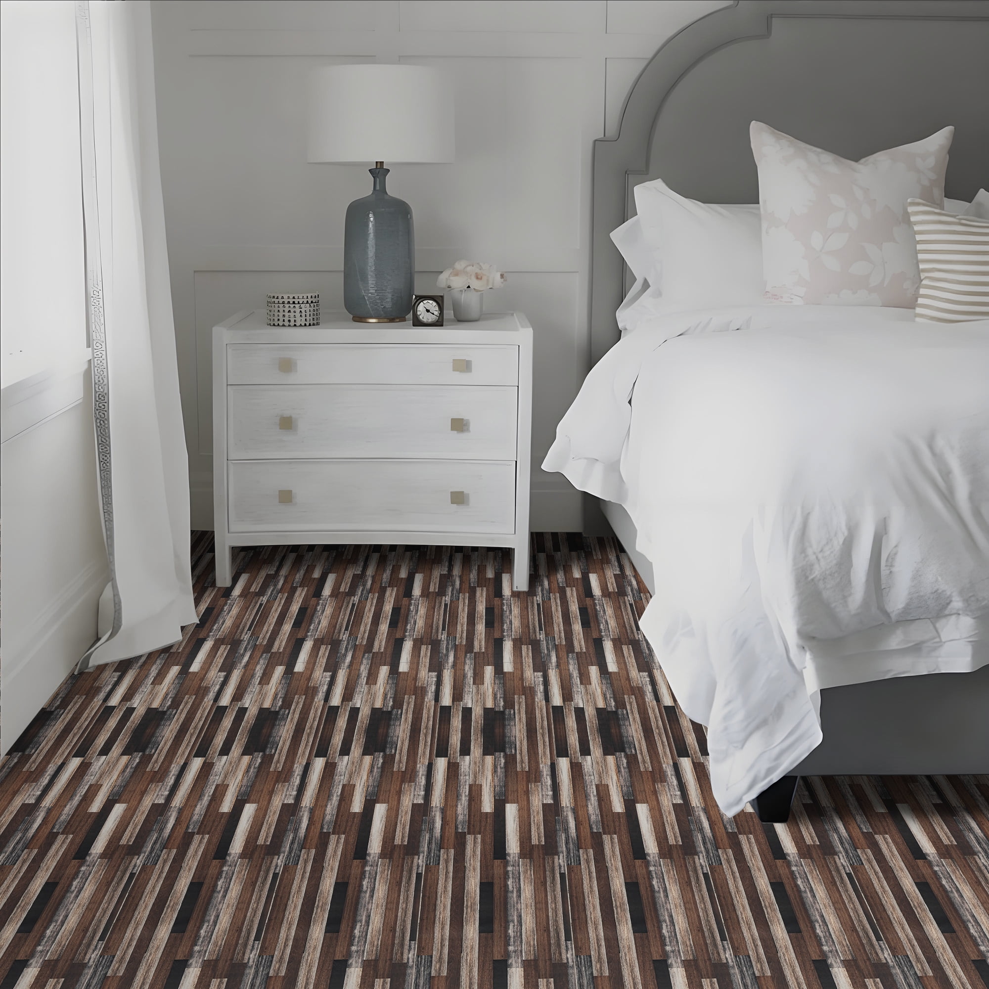 UMIGGEE 15.7-in x 236-in/ 25.7 Sq.Ft Wood Grain Peel and Stick Vinyl Flooring Roll, Thicken Self-Adhesive Vinyl Wood Grain Floor ,Versatile Design for Any Space Easy DIY Install Home Decor