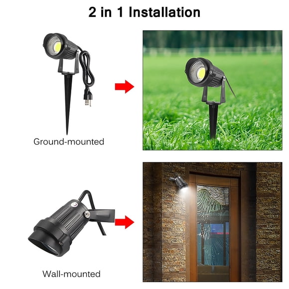LED COB Garden Light 90-100lm 5W Outdoor Spike Lawn Night-light Spot Bulbs Waterproof Aluminum Spotlights for Yard Street Cold white/Spike