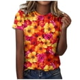 thumbnail image 2 of Puntoco moda mujer cuello redondo impresión camisa camisetas manga corta verano camiseta tops blusa Puntoco Puntoco-4560, 2 of 5