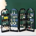 thumbnail image 4 of Foldable Screen Jewelry Organizer Black - 4-Panel Tabletop Earring Necklace Display Rack, PP Bag Pack for Dressing Table, 4 of 6