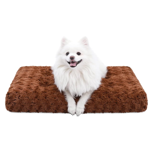 Cama para perros KSIIA, lavable, de lujo, con almohadilla de felpa para perros, color marrón
