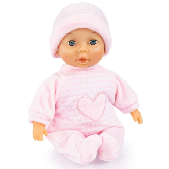 Bayer Design: My First Baby - Soft Pink & Heart - 11" Soft Body Doll, Realistic Play, Sleepy Eyes, Cozy Onesie W/ Matching Hat, Kids & Toddlers 10mo 
